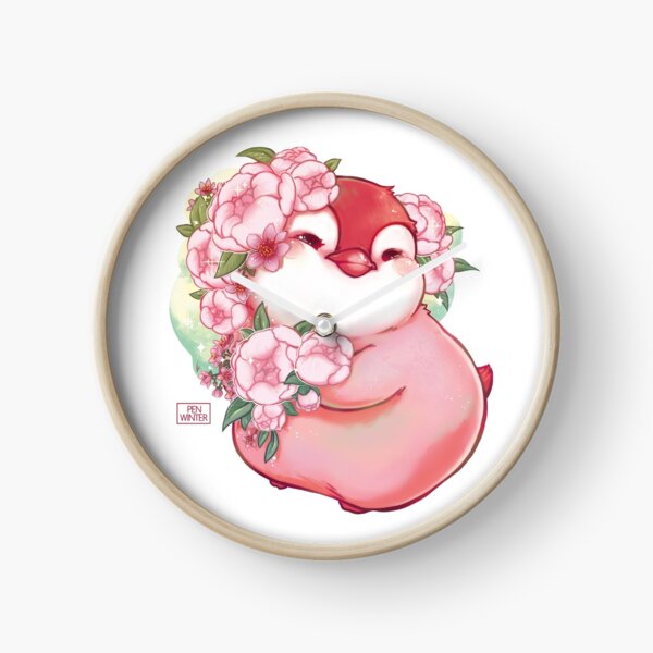 chuBBY emperor penguin flower princess Clock