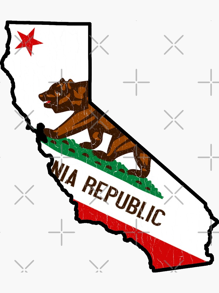 Thumbnail 3 of 3, Sticker, California State Bear Flag (vintage distressed design) designed and sold by robotface.