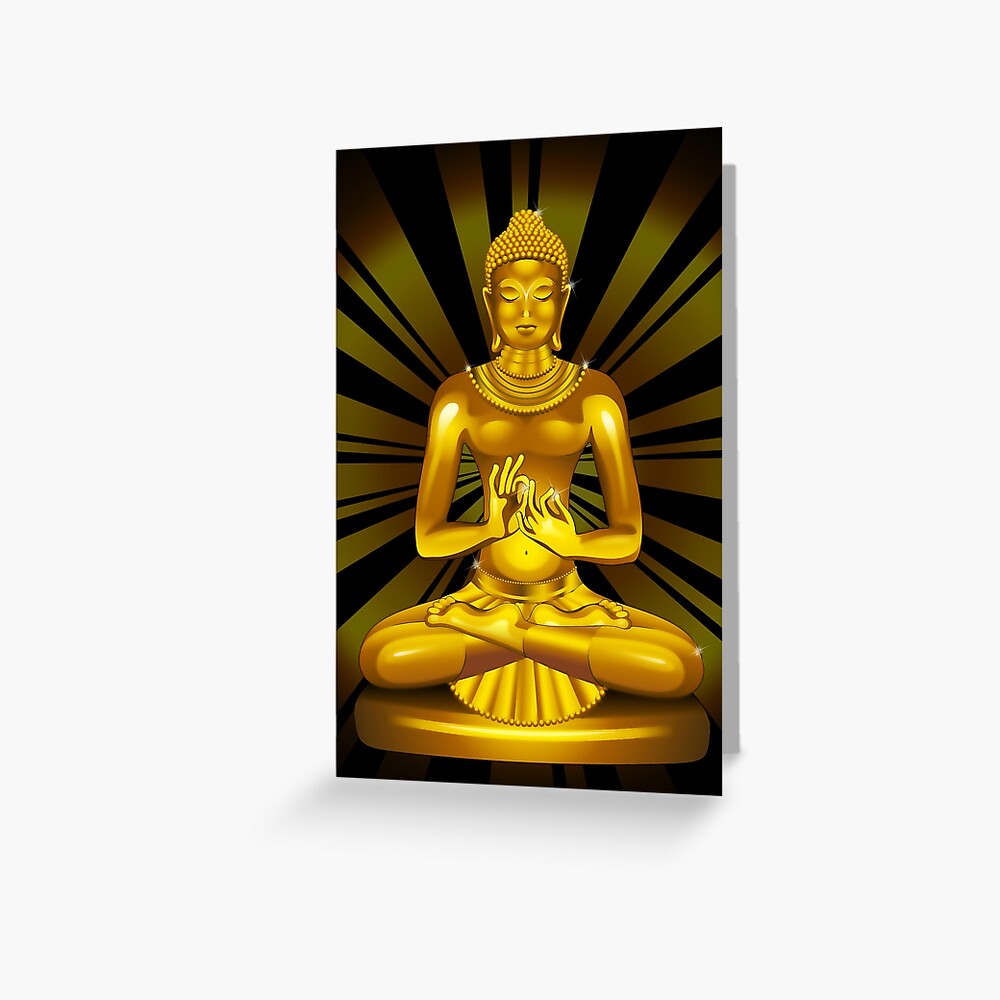 Buddha Siddhartha Gautama Golden Statue Greeting Card