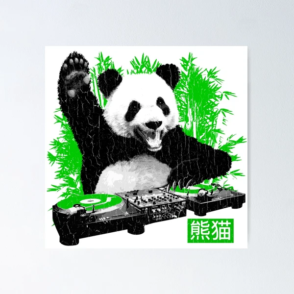 DJ Panda (vintage distressed look)