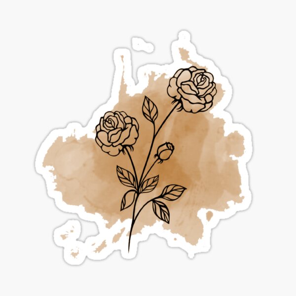 Item preview, tan flower outline t-shirt designed and sold by Kawtareel.