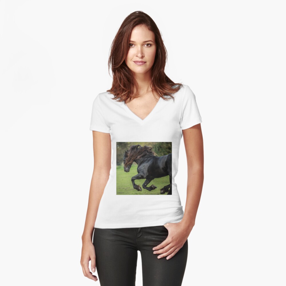 Item preview, Fitted V-Neck T-Shirt designed and sold by Blackhorsesltd.