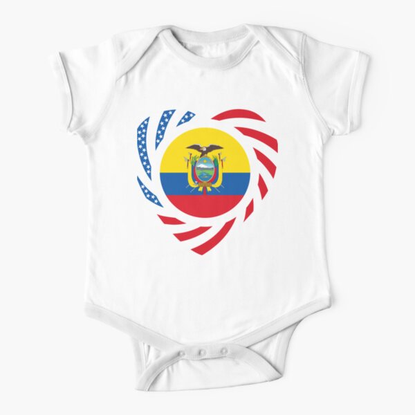 Ecuadorian American Multinational Patriot Flag Series (Heart) Short Sleeve Baby One-Piece