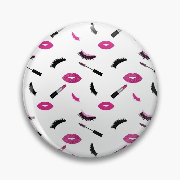 Item preview, Lashes,mascara, lipstick and lips with pink glitter  pattern designed and sold by sashica.