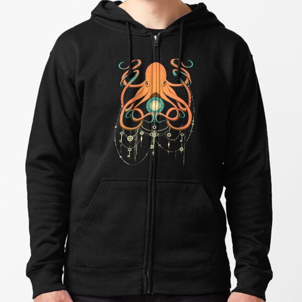 Timeless Octopus - Orange Zipped Hoodie