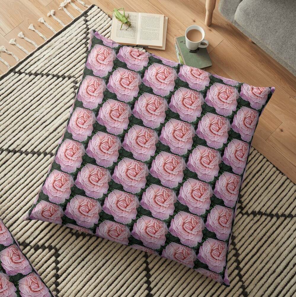 Pink Flower - Cracked Pink Rose Photography - Gift for Grandma Floor Pillow