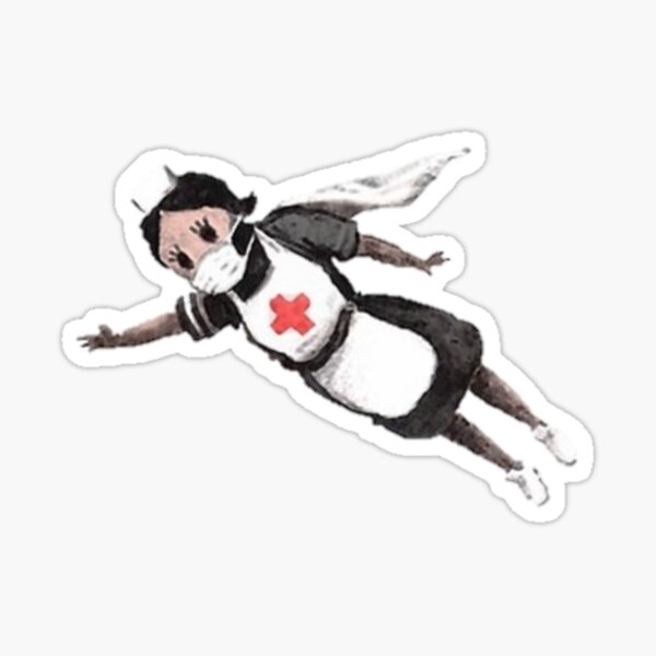 Colored Super Nurse (Banksy - Game Changer) Sticker