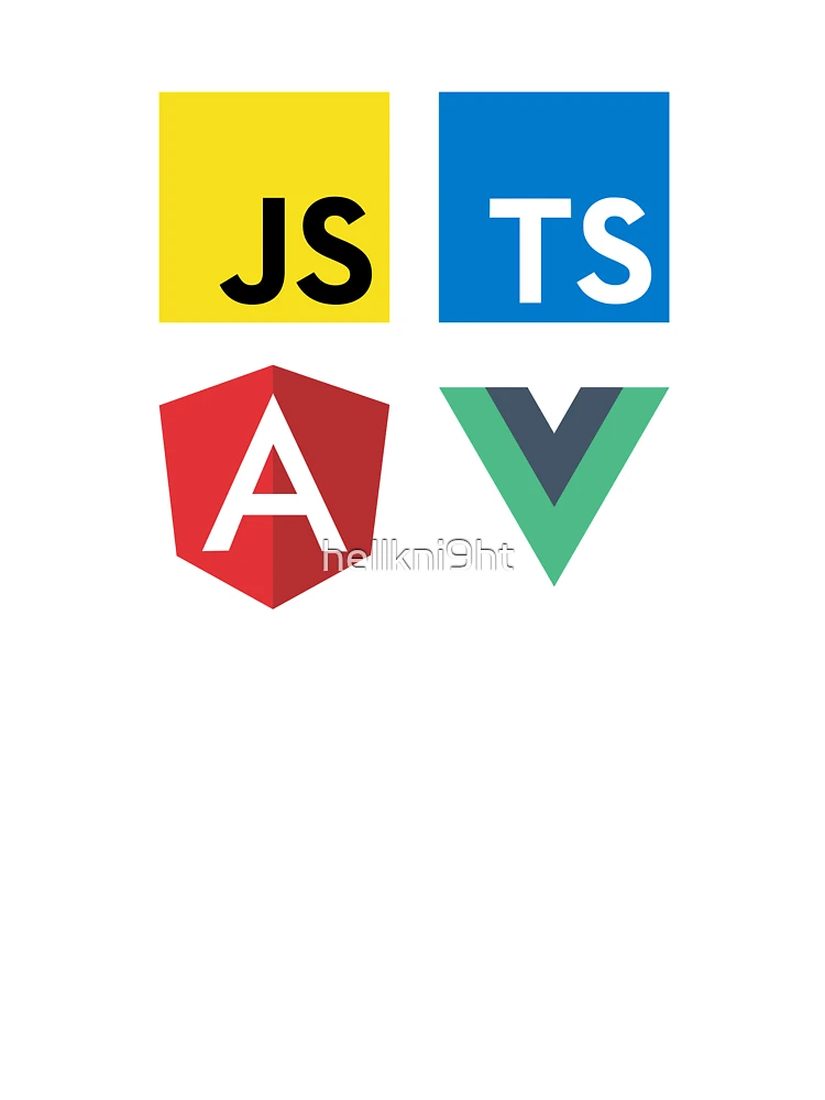 Imagen 7 de 7, Camiseta oversize con la obra Vue, TypeScript, Angular y JavaScript (blanco), diseñada y vendida por hellkni9ht.