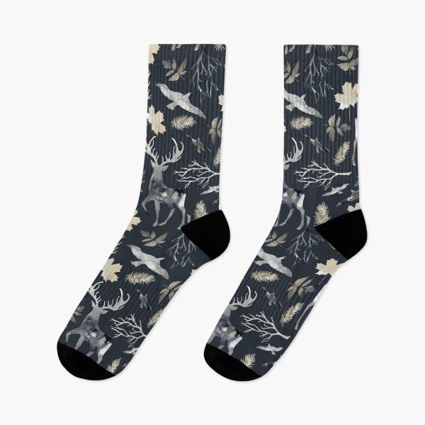 Item preview, Deer and birds. Dark pattern designed and sold by JuliaBadeeva.
