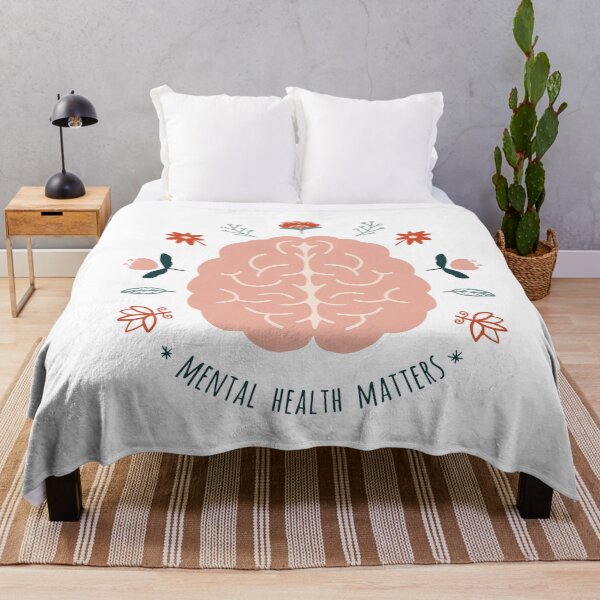 Item preview, Mental Health Matters // White //Mental Health Awareness // Brain & Floral Illustration  designed and sold by bohovibes.