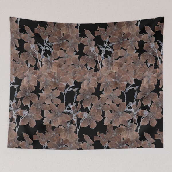 Item preview, Linen flowers on black background designed and sold by agakubish.