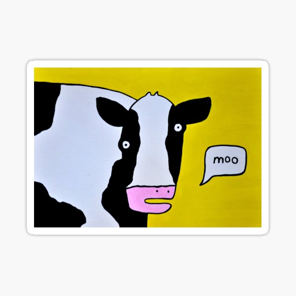 Cartoon Moo Cow Sticker For Sale By Mayawolfb Redbubble