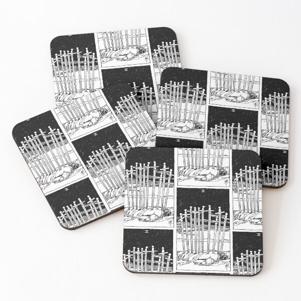 Item preview, Tarot Card : 10 of Swords  | Ten of Swords  black & white designed and sold by tarotcarddesign.