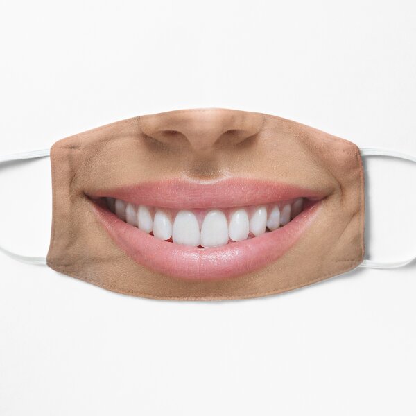 Real Female Girl Smiling Smile with Teeth Mask Flat Mask