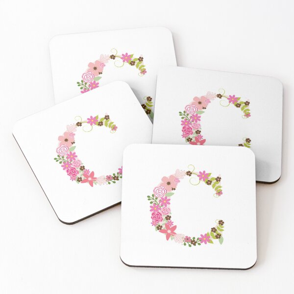 Item preview, C Pink floral designed and sold by AlphabetCentral.