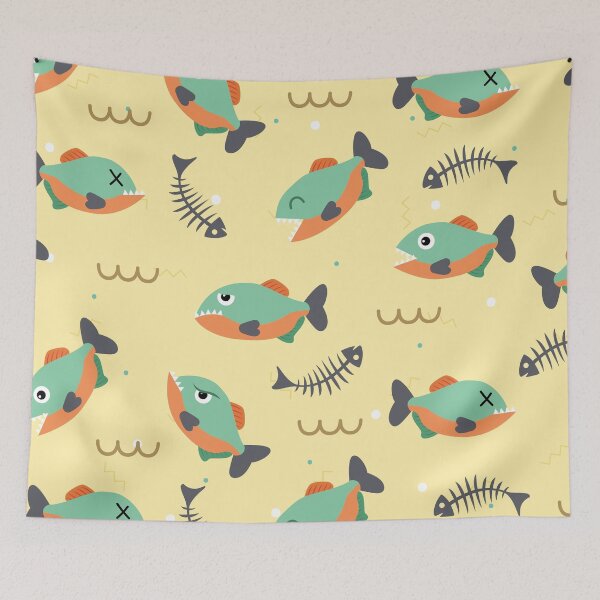 Item preview, Cute Colorful Piranha Fish Pattern designed and sold by AnastasiaDesign.