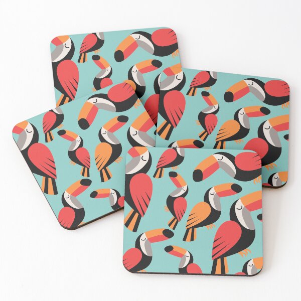Item preview, Colorful Toucans Tropical Pattern designed and sold by AnastasiaDesign.