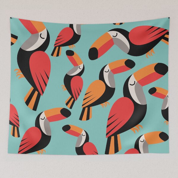 Item preview, Colorful Toucans Tropical Pattern designed and sold by AnastasiaDesign.