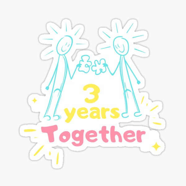 Happy 3rd Wedding Anniversary Heart Love Him Her couples | Sticker