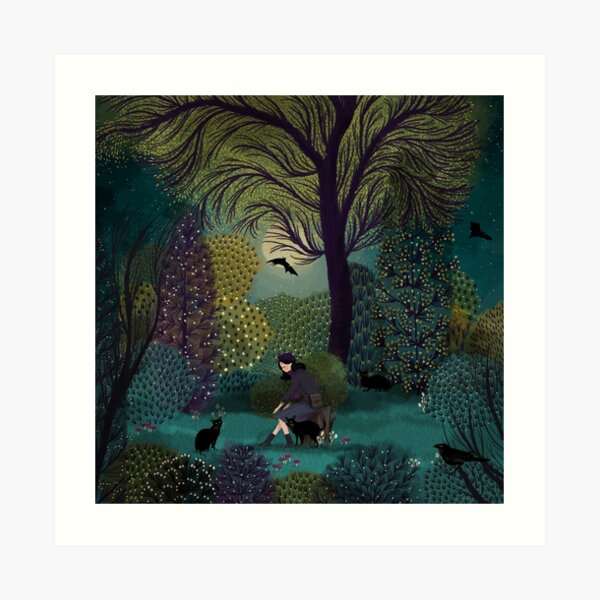 Black Cat Gathering Art Print