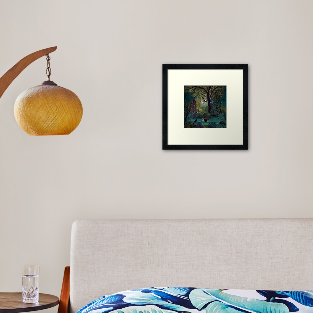 Black Cat Gathering Framed Art Print