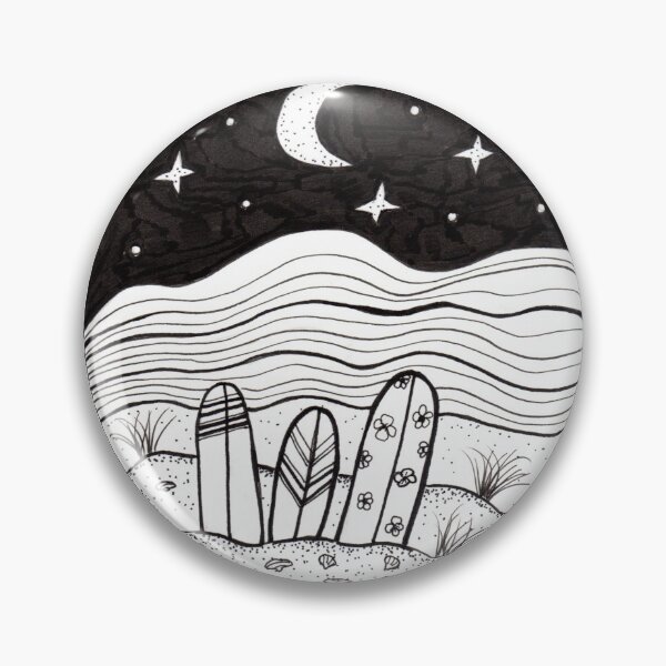 Item preview, Surfboards at Night Ink Illustration designed and sold by Sandra Connelly.