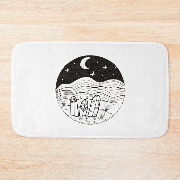 Item preview, Surfboards at Night Ink Illustration designed and sold by Sandra Connelly.