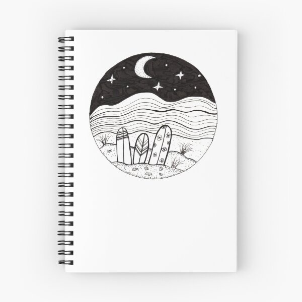 Item preview, Surfboards at Night Ink Illustration designed and sold by Sandra Connelly.