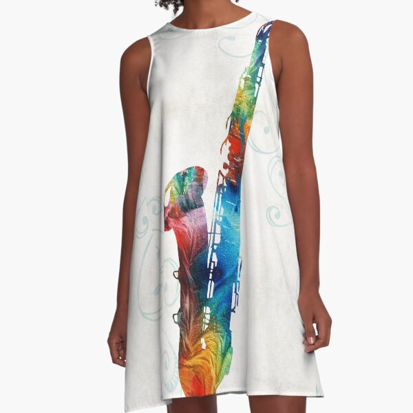 Colorful Saxophone 3 by Sharon Cummings A-Line Dress