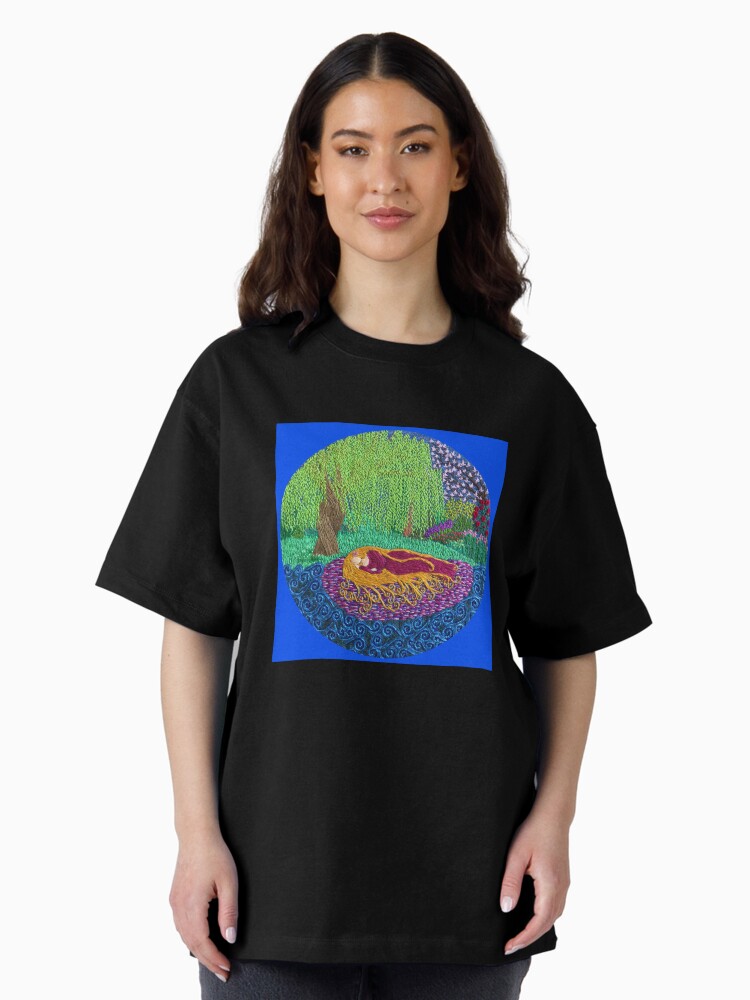 Thumbnail 1 of 7, Oversized T-Shirt, The Lady under the Willow Tree designed and sold by SewingSongbird.