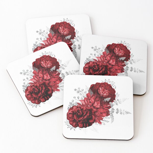 Item preview, Red and Silver Roses Floral Bouquet designed and sold by digitalvintage.
