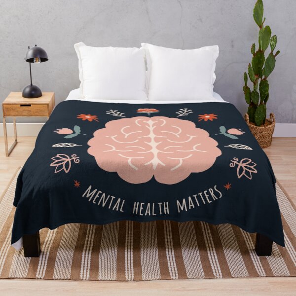 Item preview, Mental Health Matters // Navy //Mental Health Awareness // Brain & Floral Illustration  designed and sold by bohovibes.