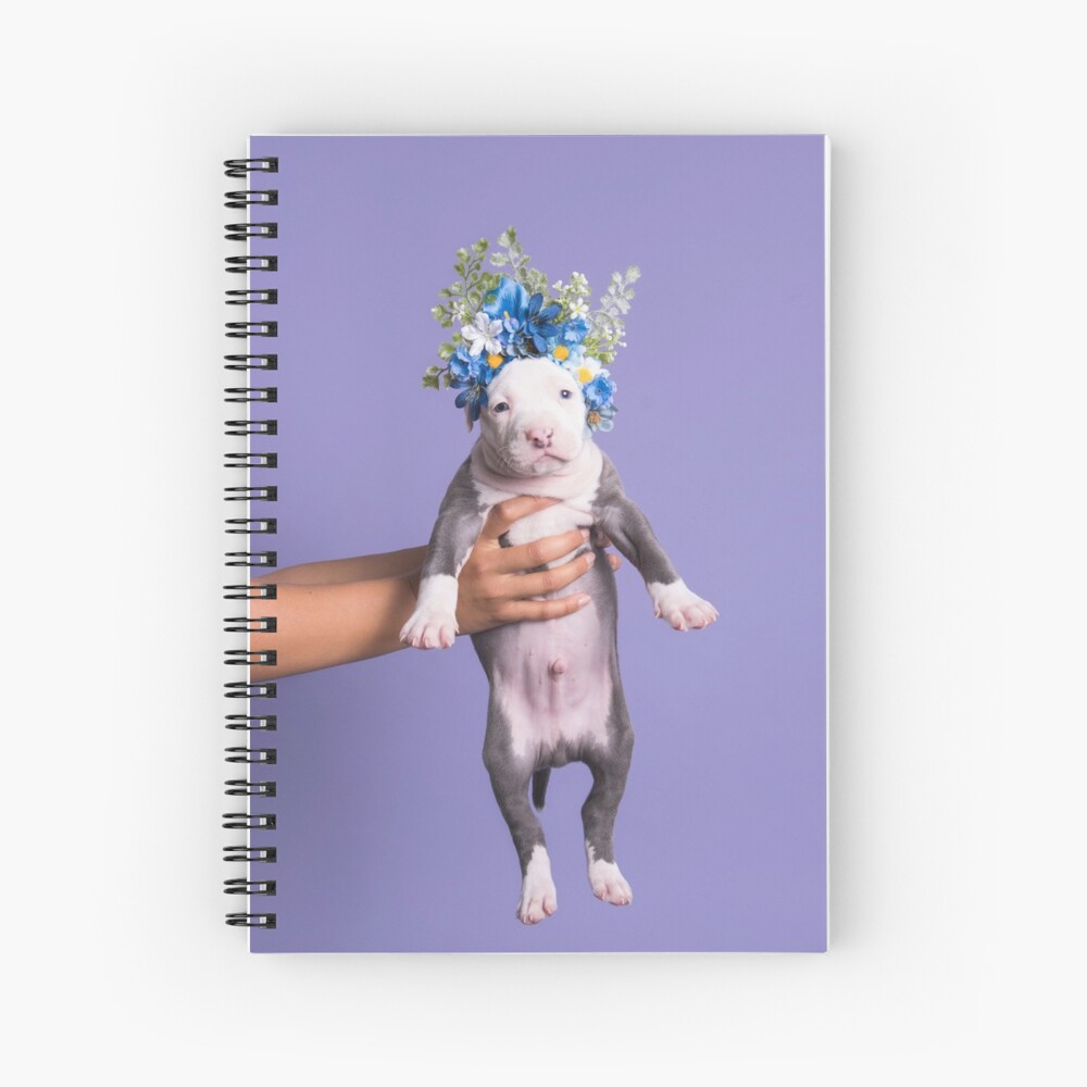 Here is a puppy, Flower Power Spiral Notebook
