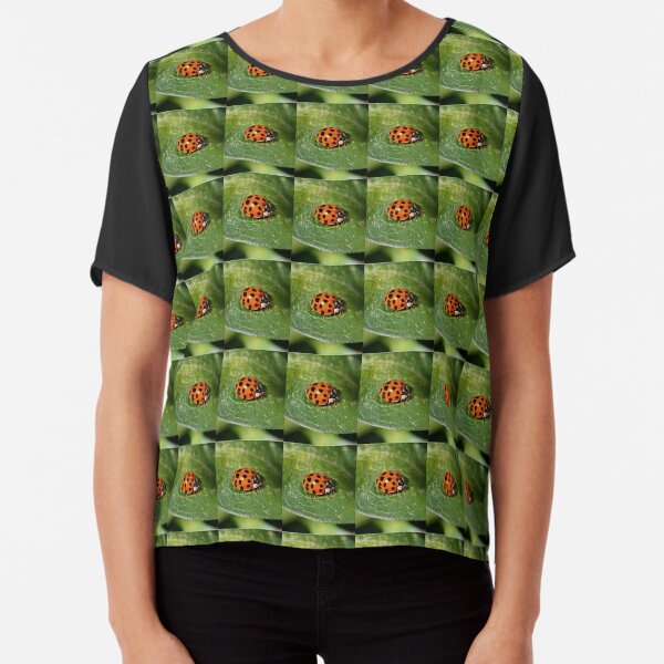Little Ladybug On Leaf Chiffon Top
