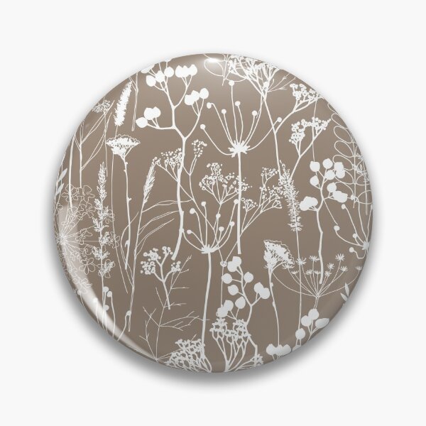 Item preview, White herbal silhouette seamless pattern on dark beige. Wild herbs. Wild life designed and sold by Yulia Chepurova.
