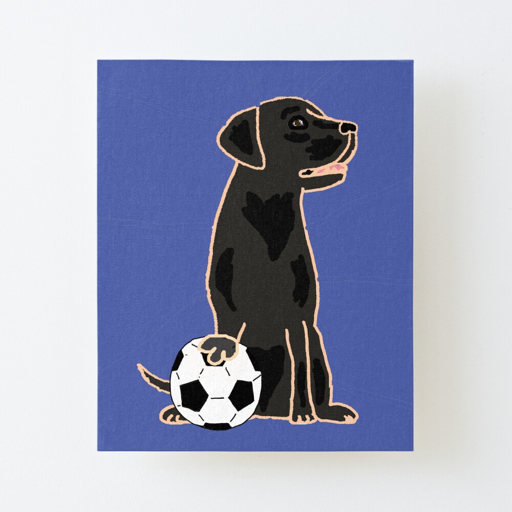 Cute Black Lab Playing Football Cartoon Art Board Print By Naturesfancy Redbubble