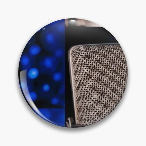 Item preview, Silver microphone on black and blue background designed and sold by GemaIbarra.