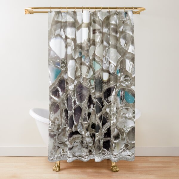 Silver Mirror and Glass Mosaic Shower Curtain