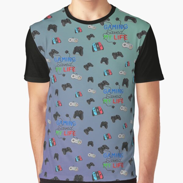 Gaming Saved My Life Pattern Graphic T-Shirt