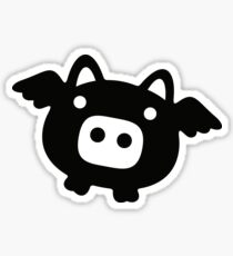Flying Pig Black B&W Sticker