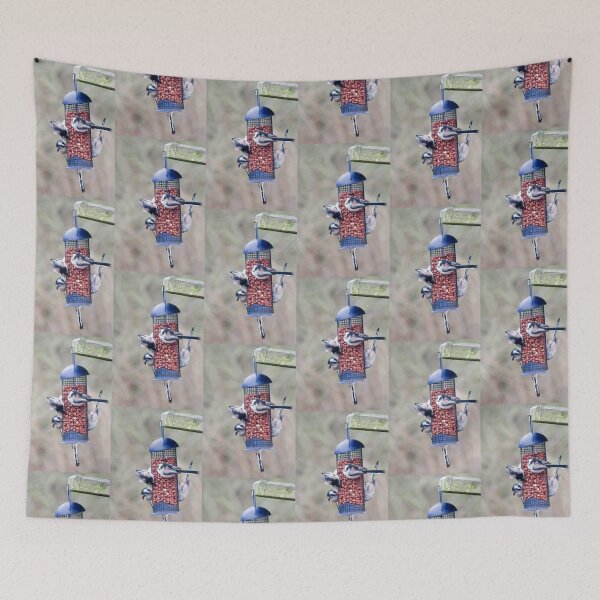 Item preview, Long tailed tits feeding on peanuts in Scotland designed and sold by Latch Farm  Studios.