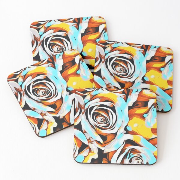 Item preview, blue orange white and yellow roses designed and sold by Mrvell.