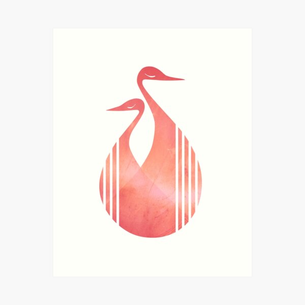 Pink Couple of Cranes Art Print