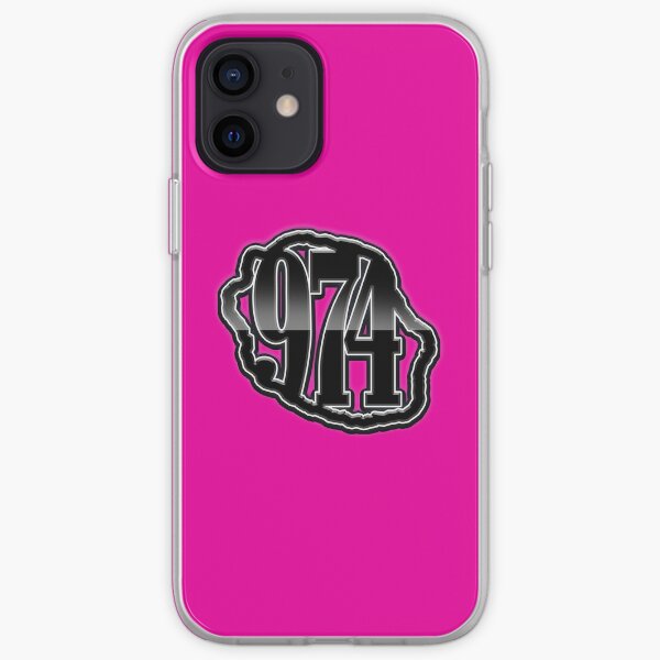 974 Ile de La Reunion - Logo - Black metal & Fuchsia Coque souple iPhone