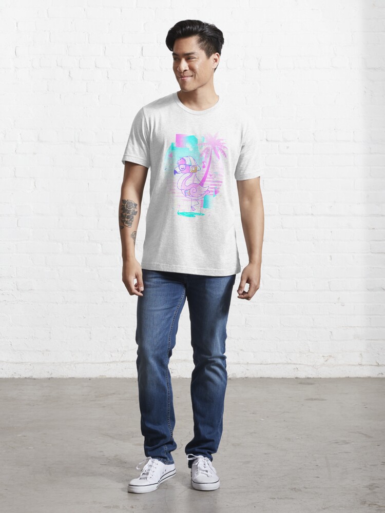 Thumbnail 5 of 7, Essential T-Shirt, Retro Flamingo designed and sold by Donnie Art.