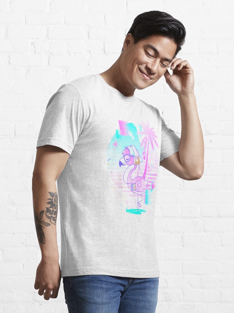 Thumbnail 3 of 7, Essential T-Shirt, Retro Flamingo designed and sold by Donnie Art.