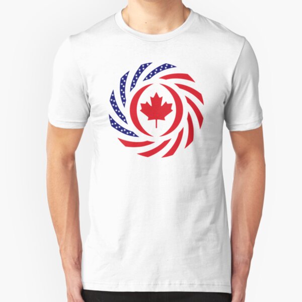 Canadian American Multinational Patriot Flag Series Slim Fit T-Shirt