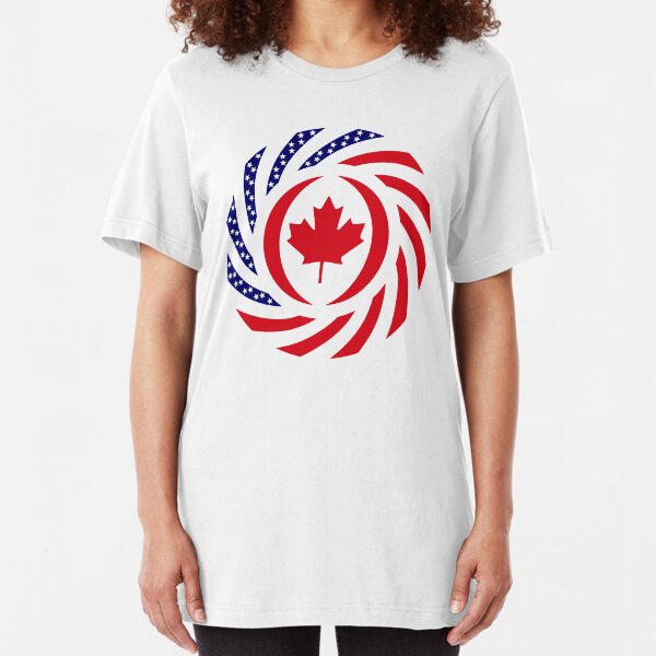 Canadian American Multinational Patriot Flag Series Slim Fit T-Shirt