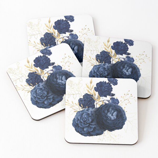 Item preview, Navy and Gold Roses Floral Bouquet designed and sold by digitalvintage.