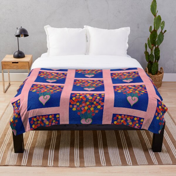 Flowers and love Throw Blanket